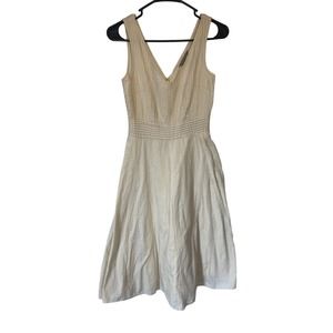 JCREW 100% Cotton Beige lined A-Line dress